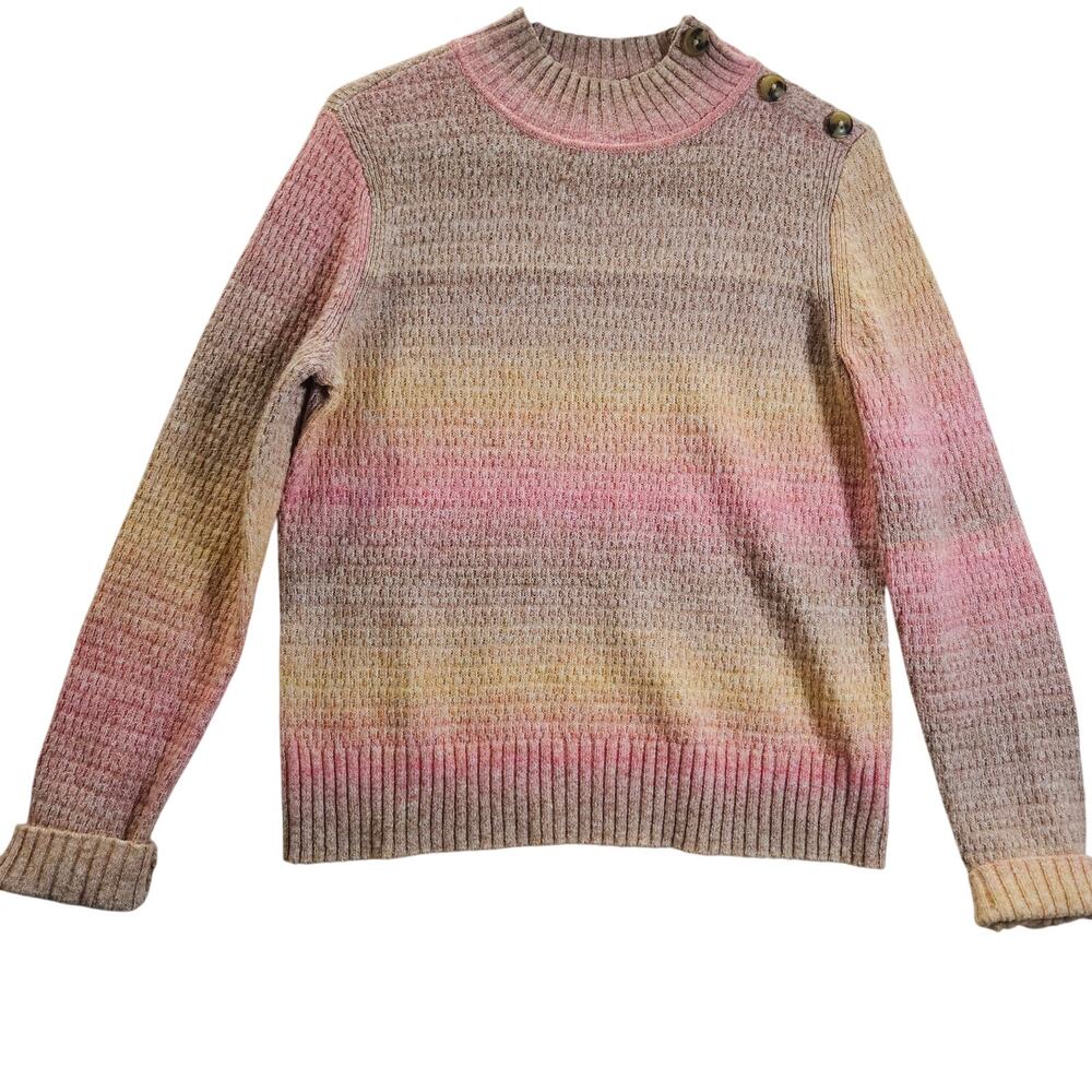 Talbots Mock Neck Sweater Ombre Color Block Size Small Classic Minimalist Y2K